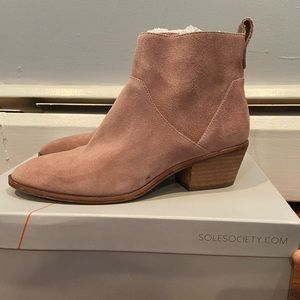 Sole Society Blush Cow Split Suede Booties